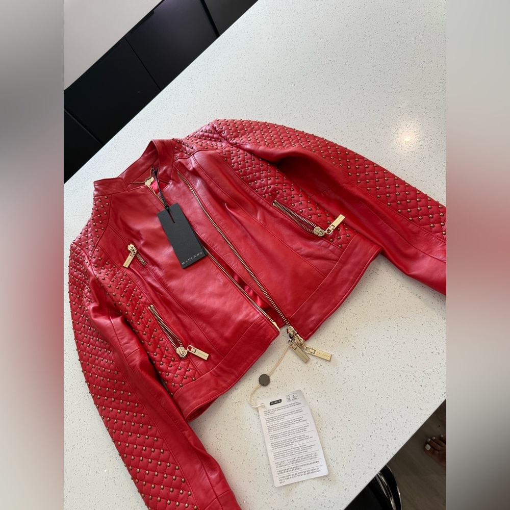 Manga Red Studded Leather Jacket